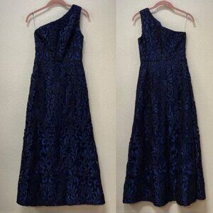 Aidan Mattox Blue Embroidered Single Strap Dress Sz 0